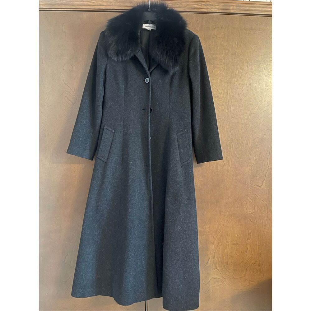 Wool and real fox fur collar coat